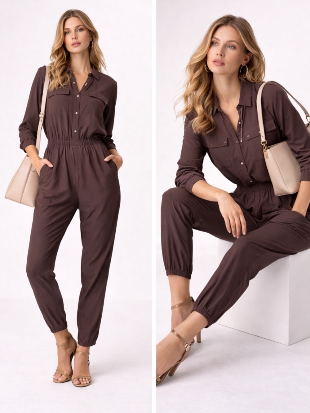 Madewell Viscose Jumpsuit Womens M Utility Button Front pockets Casual Travel - Picture 2 of 12